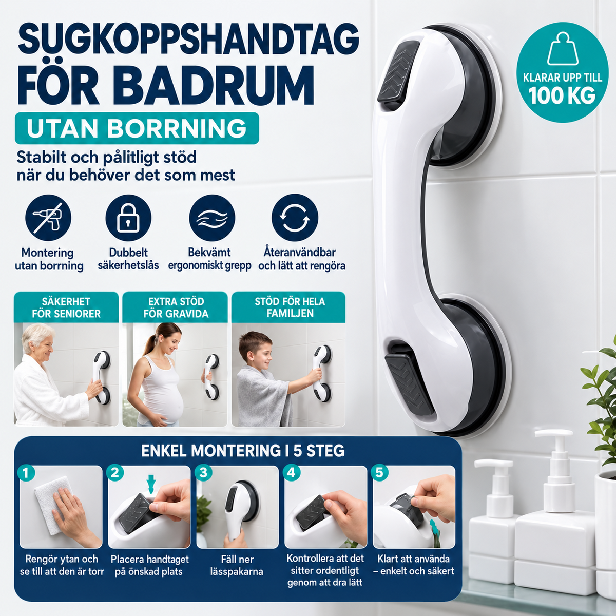 Tryggupp badrumsgrepp – användning och montering