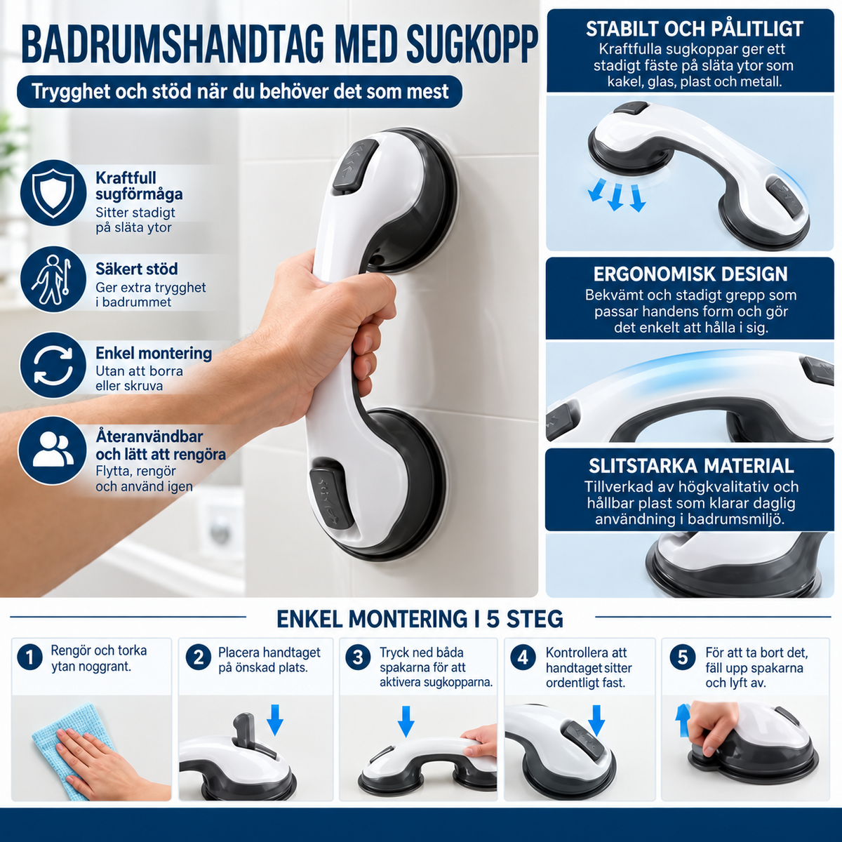 Tryggupp badrumsgrepp – egenskaper och montering