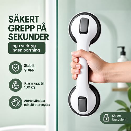 Tryggupp badrumsgrepp – säkert grepp utan borrning